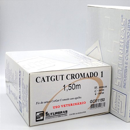 FIO SUTURA CATGUT CROMADO 1 SEM AGULHA 1,5 m