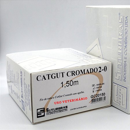 FIO SUTURA CATGUT CROMADO 2-0 SEM AGULHA 1,5 m