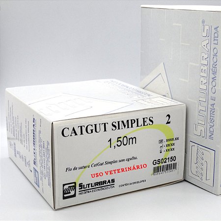 FIO SUTURA CATGUT SIMPLES 2 SEM AGULHA 1,5 m