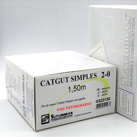 FIO SUTURA CATGUT SIMPLES 2-0 SEM AGULHA 1,5 m