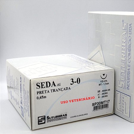 FIO SUTURA SEDA PRETA 3-0 C/ AGULHA 1/2 CIRC TRIANG 1,7 cm