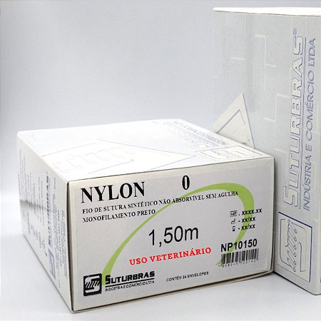 FIO SUTURA NYLON MONOFIL PRETO 0 SEM AGULHA 1,5 m