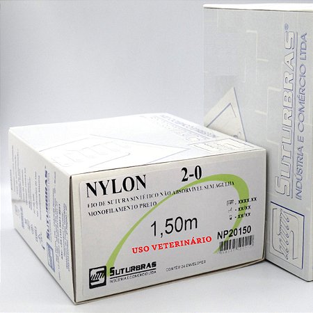 FIO SUTURA NYLON MONOFIL PRETO 2-0 SEM AGULHA 1,5 m