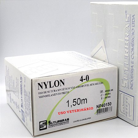 FIO SUTURA NYLON MONOFIL PRETO 4-0 SEM AGULHA 1,5 m