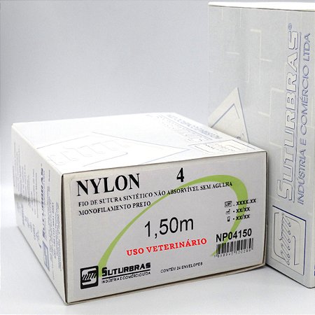 FIO SUTURA NYLON MONOFIL PRETO 4 SEM AGULHA 1,5 m