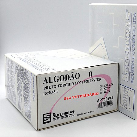 FIO SUTURA ALGODÃO PRETO TORCIDO 0 SEM AGULHA 15X45 cm