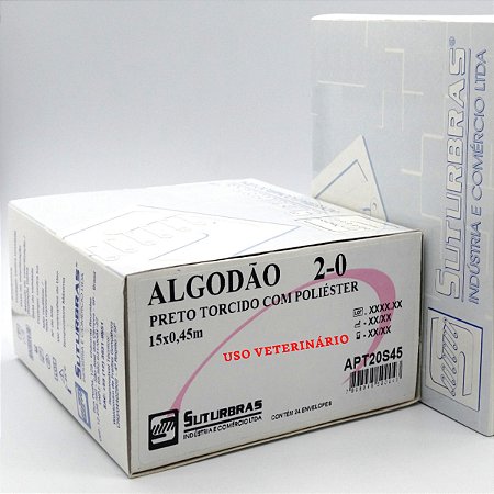 FIO SUTURA ALGODÃO PRETO TORCIDO 2-0 SEM AGULHA 15X45 cm