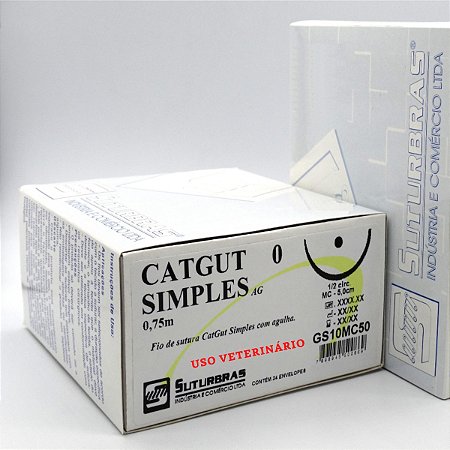 FIO SUTURA CATGUT SIMPLES 0 C/ AGULHA 1/2 CIRC CILIND 5,0 cm