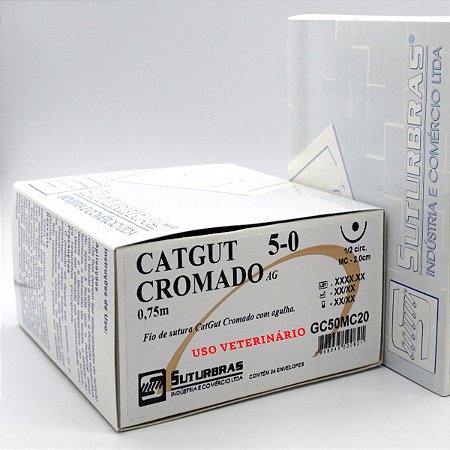 FIO SUTURA CATGUT CROMADO 5-0 C/ AGULHA 1/2 CIRC CILIND 2,0 cm