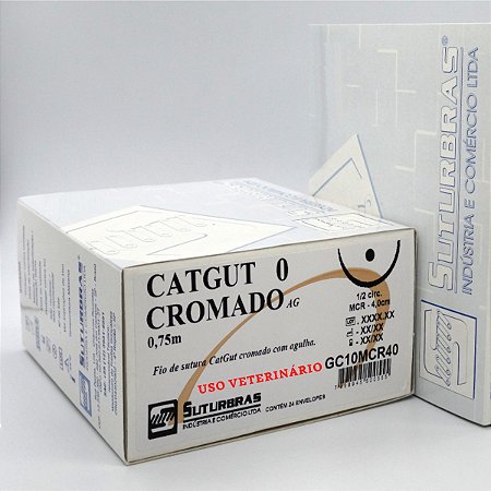 FIO SUTURA CATGUT CROMADO 0 C/ AGULHA 1/2 CIRC CILIND ROB 4,0 cm