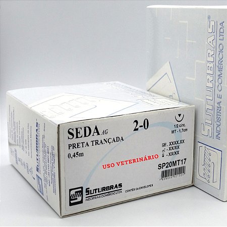 FIO SUTURA SEDA PRETA 2-0 C/ AGULHA 1/2 CIRC TRIANG 1,7 cm