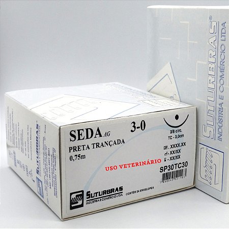 FIO SUTURA SEDA PRETA 3-0 C/ AGULHA 3/8 CIRC CILIND 3,0 cm