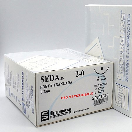FIO SUTURA SEDA PRETA 2-0 C/ AGULHA 3/8 CIRC CILIND 3,0 cm