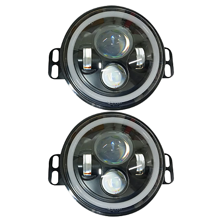 Par Farol Led Angel Eyes Vw Constellation Completo Com Suporte E chicotes
