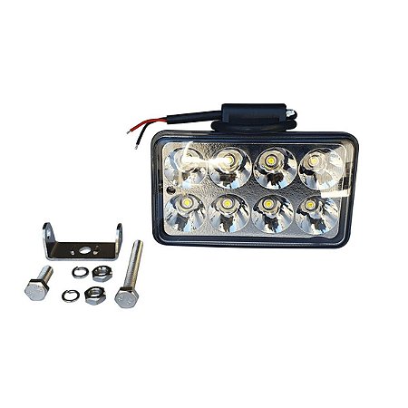 Farol milha retangular 8 LEDS - 15 X 8 CM BIVOLT
