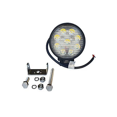 Farol milha redondo 9 LEDS - 11 CM / 27 W BIVOLT