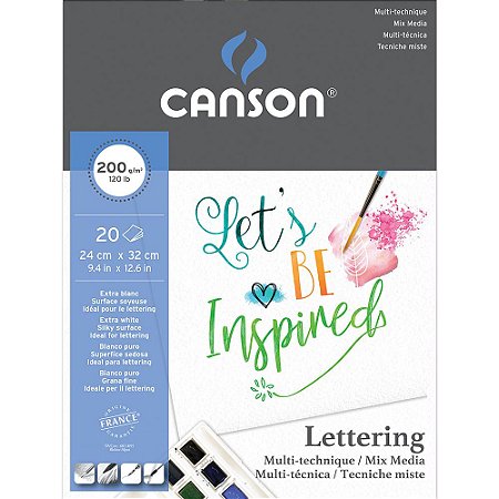 Bloco Mix Media Lettering Canson 24x32 20fls 200g