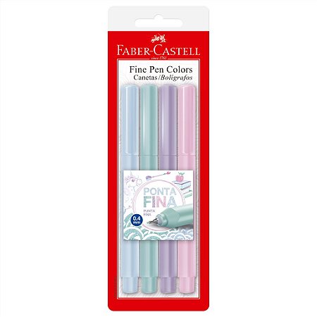 Caneta FABER-CASTELL Fine Pen Tons Pastel - Estojo Com 4 Cores
