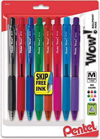 Caneta PENTEL Esferográfica Wow Colors 1.0mm - Kit c/ 8 Cores