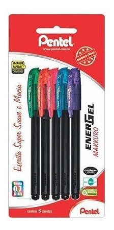 Caneta PENTEL EnerGel Makkuro  0.7mm - Kit c/ 5 Cores