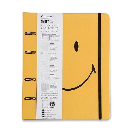 Caderno Criativo Argolado CICERO Smiley Amarelo - Pautado 17x24