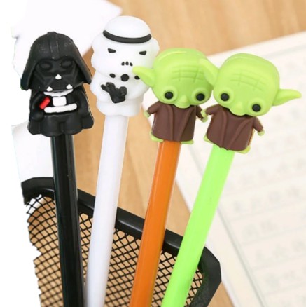 Kit Canetas Star Wars - Vader, Yoda e Stormtrooper - 3 Peças