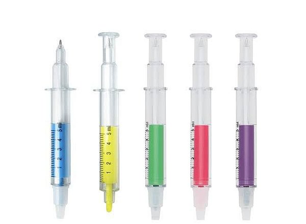 Marca Texto Seringa 2 em 1 (Caneta + Marca Texto) - Brindes Corporativos