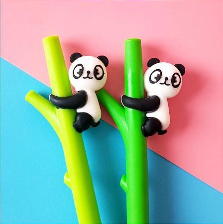 Caneta Em Gel Panda Com Bambu