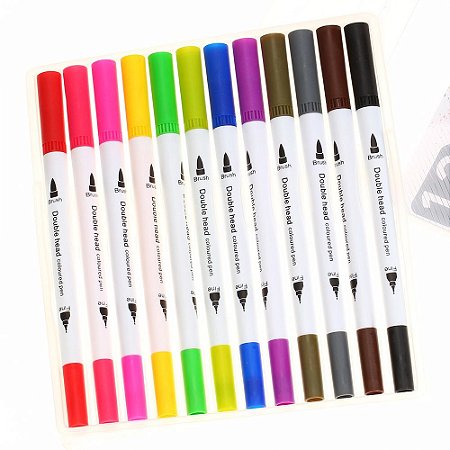 Pincel Brush Pen Com Dupla Ponta - 1 Unidade