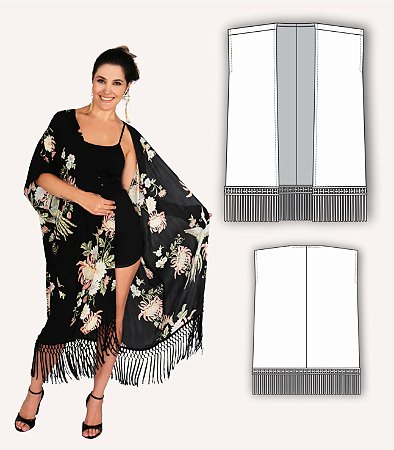 Molde Kimono (Tecido plano - TAM. ÚNICO - VESTE DO P AO GG)
