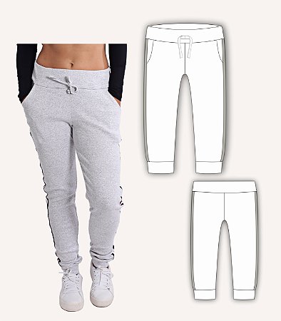 Molde Calça ( Malha Ribana - Kit Completo Tam.P ao GG)