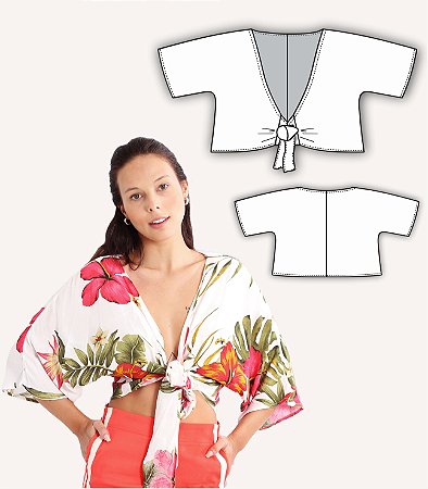 Molde Blusa Cropped (Tecido Plano - Kit Completo Tam.P ao GG )