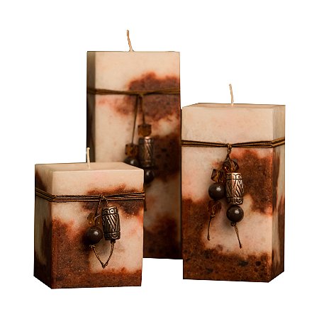 Trio de Velas Quadradas com  8cm de Lado Matizadas