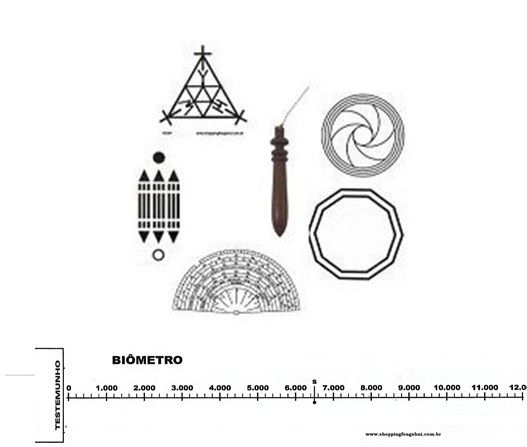 Kit Básico Radiestesista com 4 Placas, 1 Relógio, 1 Biômetro e 1 Pêndulo de Madeira com chumbo.