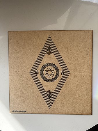 Placa Radiônica Justiça Divina 17x 9,5 em mdf 19x19 cm