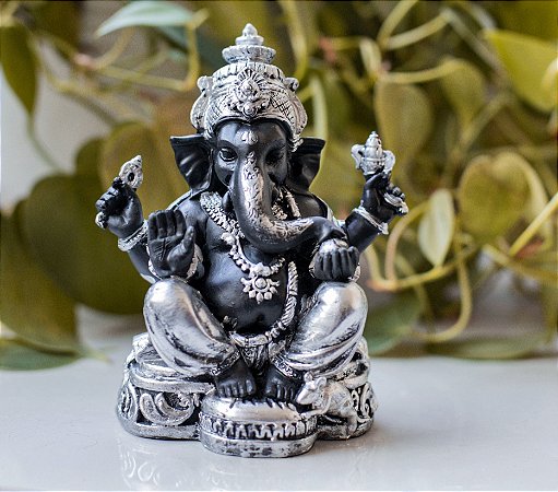Ganesha Preto com Prata Pequeno (Produto Indiano )
