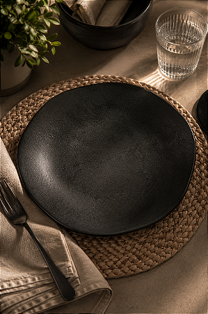 Conjunto com 6 Pratos de Sobremesa Orgânico Carbon Ø 19,4 cm Porto Brasil em Cerâmica Stoneware | Casa de Lila