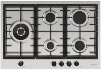 Cooktop á gás Filotop 75 cm, 5 queimadores profissionais a gás, com queimador Dual Flame de 4.000 W, Tecno Original- 220V