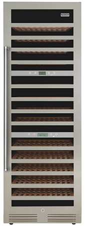 Adega 60 cm, de piso e de embutir, p/ 141 garrafas, abertura p/ direita, 3 zonas de temp., puxador em inox escovado, Tecno Professional- 220V