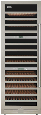 Adega 60 cm, de piso e de embutir, p/ 141 garrafas, abertura p/ esquerda, 3 zonas de temp., puxador em inox escovado, Tecno Professional -220V