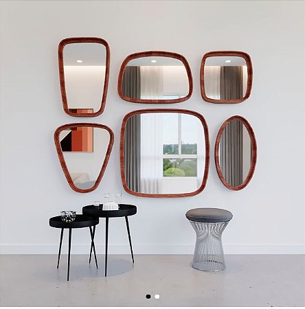 Espelho de Cristal, Moldura de Madeira Laminada Mogno-Artimage