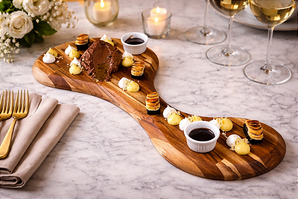 Centro de Mesa Búzios em Madeira Teca – Design Orgânico e Sofisticação Natural | Casa de Lila