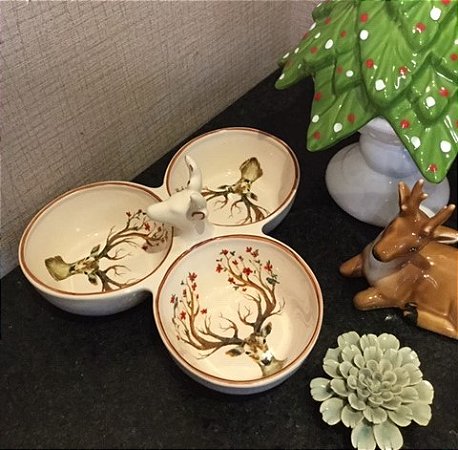 Petisqueira com Rena Deer com estampa de Cervo e Floral