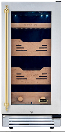 Umidor de Charutos 38 cm, de piso e de embutir, com 80 litros, abertura p/ direita, controle de umidade, puxador em latão polido, Tecno Vintage - 220V