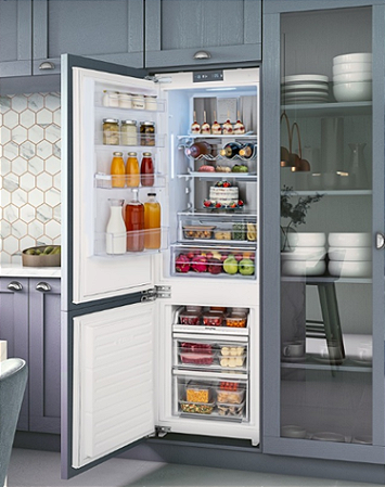 Refrigerador Bottom Freezer, 54 cm, de REVESTIR e EMBUTIR, 233 litros, portas reversíveis 220 V- Tecno