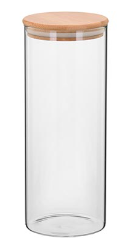 Pote de vidro Borossilicato transparente, com tampa de Bambu- 1,4 Litros