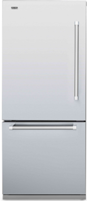 Refrigerador 76 cm, de piso e de embutir, Refrigerador bottom freezer, com 445 litros, ice maker, puxadores em inox escovado, Tecno Professional-220V