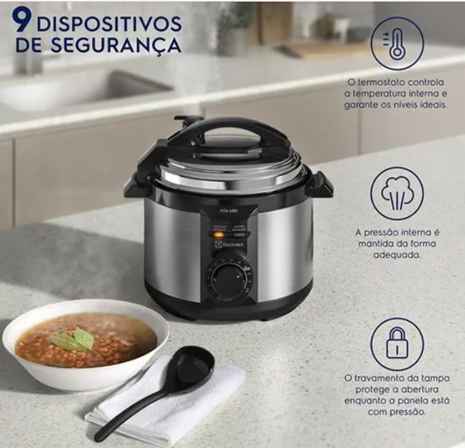 Panela de Pressão Elétrica Electrolux 3L Cor Inox Efficient com Timer - 220V