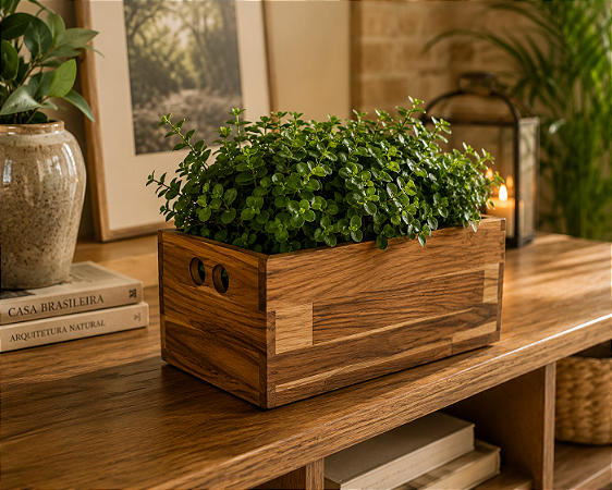 Cachepô Wellness G em Madeira Teca – Design Artesanal e Elegância Natural | Casa de Lila