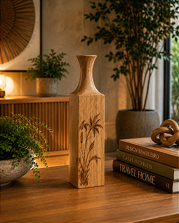 Garrafa Decorativa Bambu P em Madeira Teca – Elegância Natural para sua Decoração | Casa de Lila